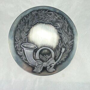 Vintage Metzke Pewter French Horn Christmas Tin